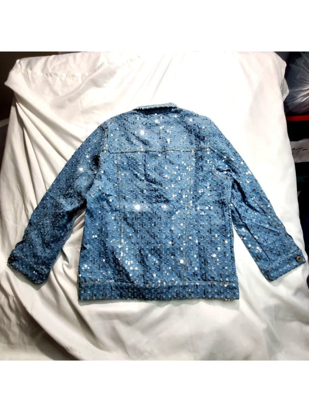Welaken Girls Light Blue Jacket With Sequins Size 12Y 90% Cotton 10% Elastane